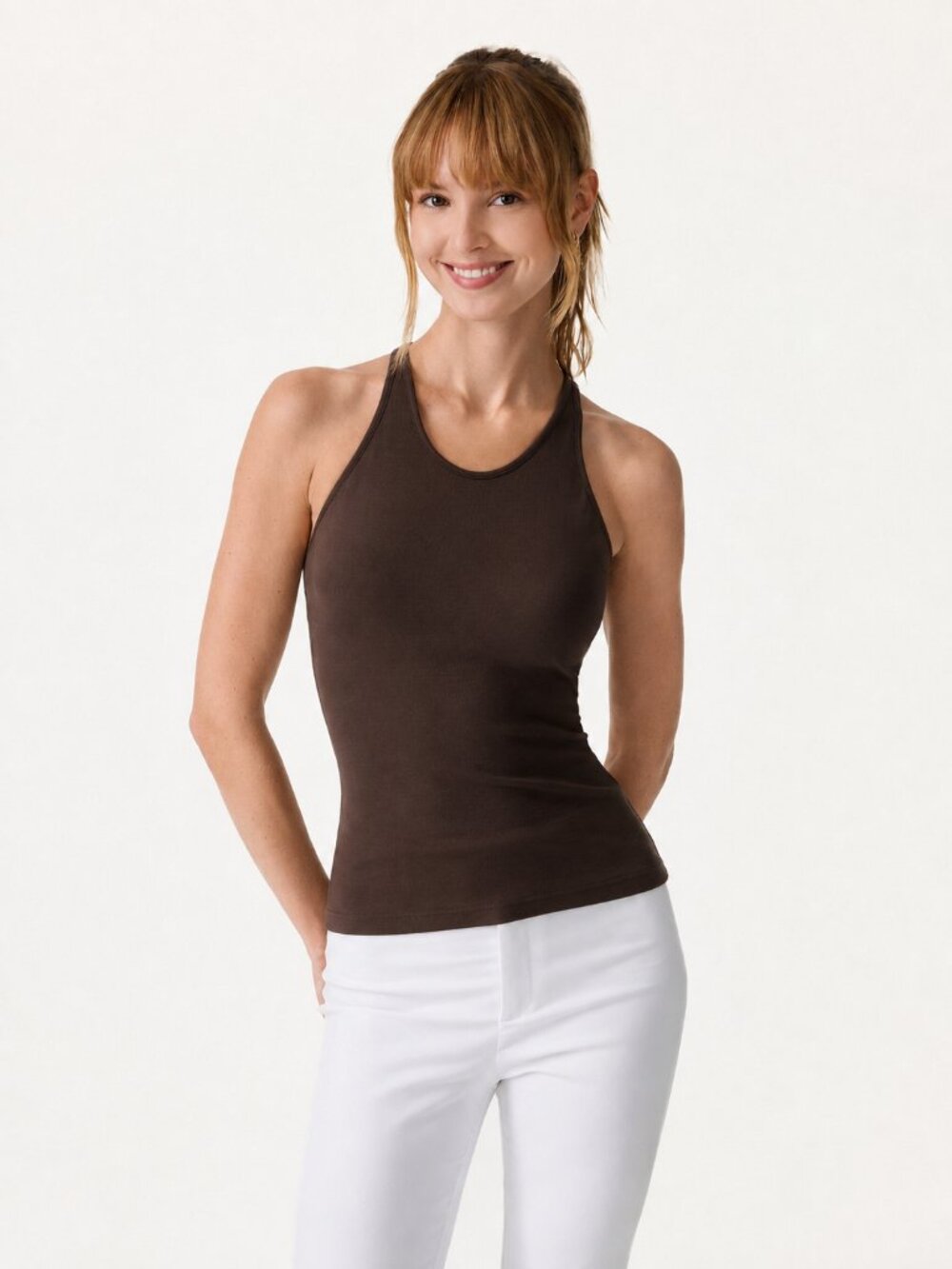 NWT OGL Two-Piece Set Cami with Surplice Ruched Top Brown Umber Wood L - Picture 3 of 12